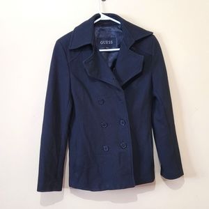 Guess Black Wool Blend Coat